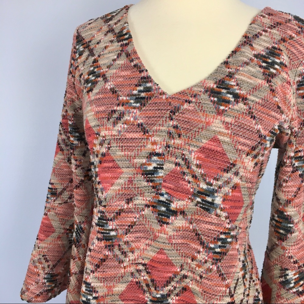 Maeve Erina Bell Sleeve Argyle Knit Dress, Pink - Picture 2 of 5